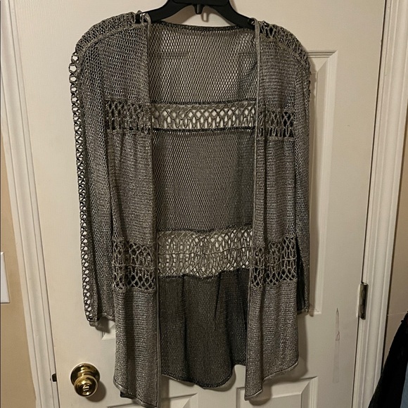 Lillie Rubin Jackets & Blazers - Vintage Lillie Rubin Metallic Silver Open Knit Cardigan